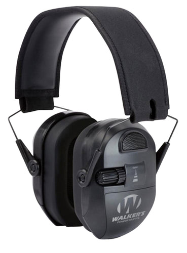Walkers GWPXPMB Ultimate Power Muff Polymer 26 dB Over the Head Black Ear Cups w/Black Band