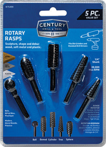 Century Drill & Tool 5 Piece Rotary Rasp Set
